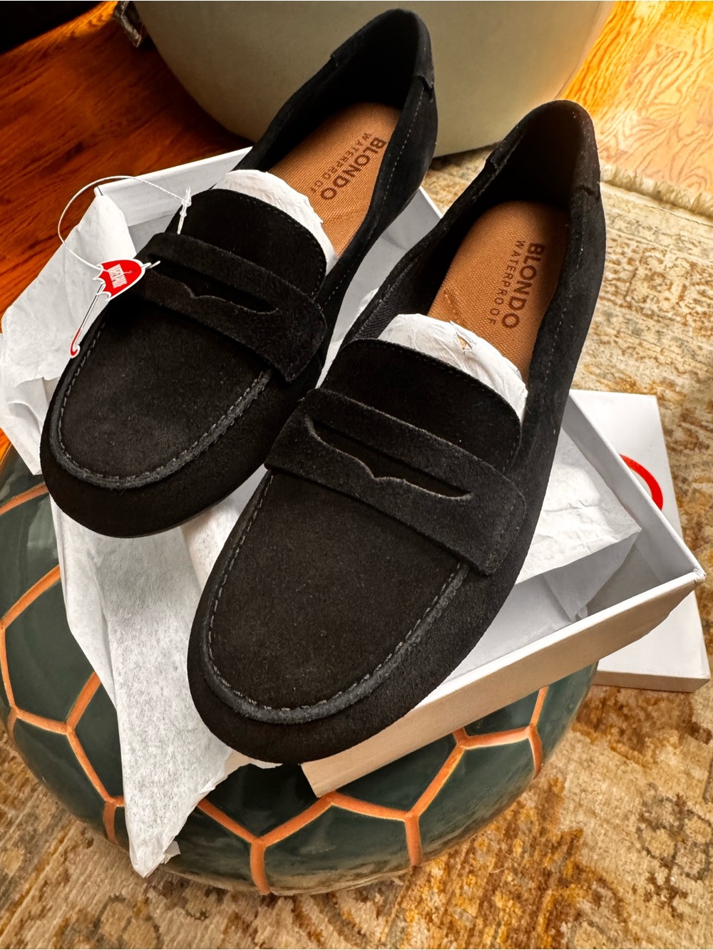 Biondo Waterproof Black Suede Loafers for Women